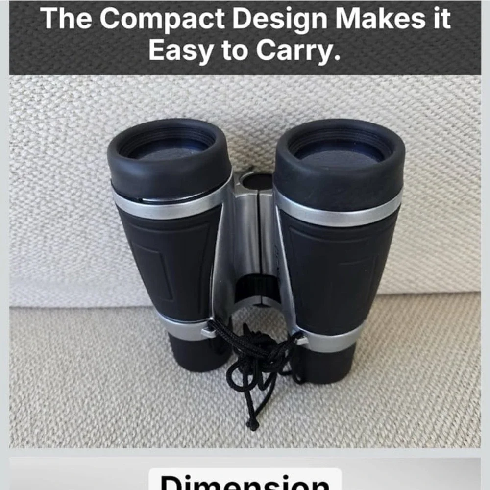 4x30 Magnifying Compact Binoculars for Adults and Kids – Grey with Adjustable St